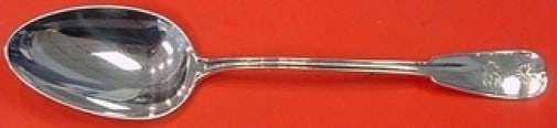 Tiffany & Co. Palm Sterling Silver Stuffing Spoon 11" Monogrammed: Tiffany & Co. Palm Sterling Silver Stuffing Spoon 11" Monogrammed This exquisite serving spoon, crafted in the iconic Palm pattern by Tiffany & Co., exemplifies timeless elegance. Made of high-quality