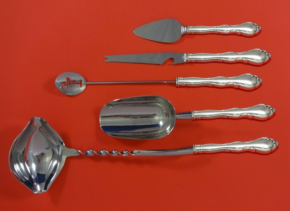 Towle Fontana Sterling Silver 5pc Cocktail Party Serving Set: Towle Fontana Sterling Silver 5pc Cocktail Party Serving Set Enhance your entertaining experience with the Fontana by Towle Sterling Silver Cocktail Party Bar Serving Set. This exquisite 5-piece custo