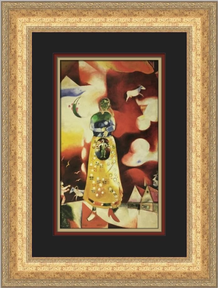 Marc Chagall Pregnant Woman Custom Framed Print 21x17 Art: Marc Chagall Pregnant Woman Custom Framed Print 21x17 Art This exquisite print titled 'Pregnant Woman' by renowned artist Marc Chagall features a striking portrayal of motherhood. Measuring 12" x 8" f
