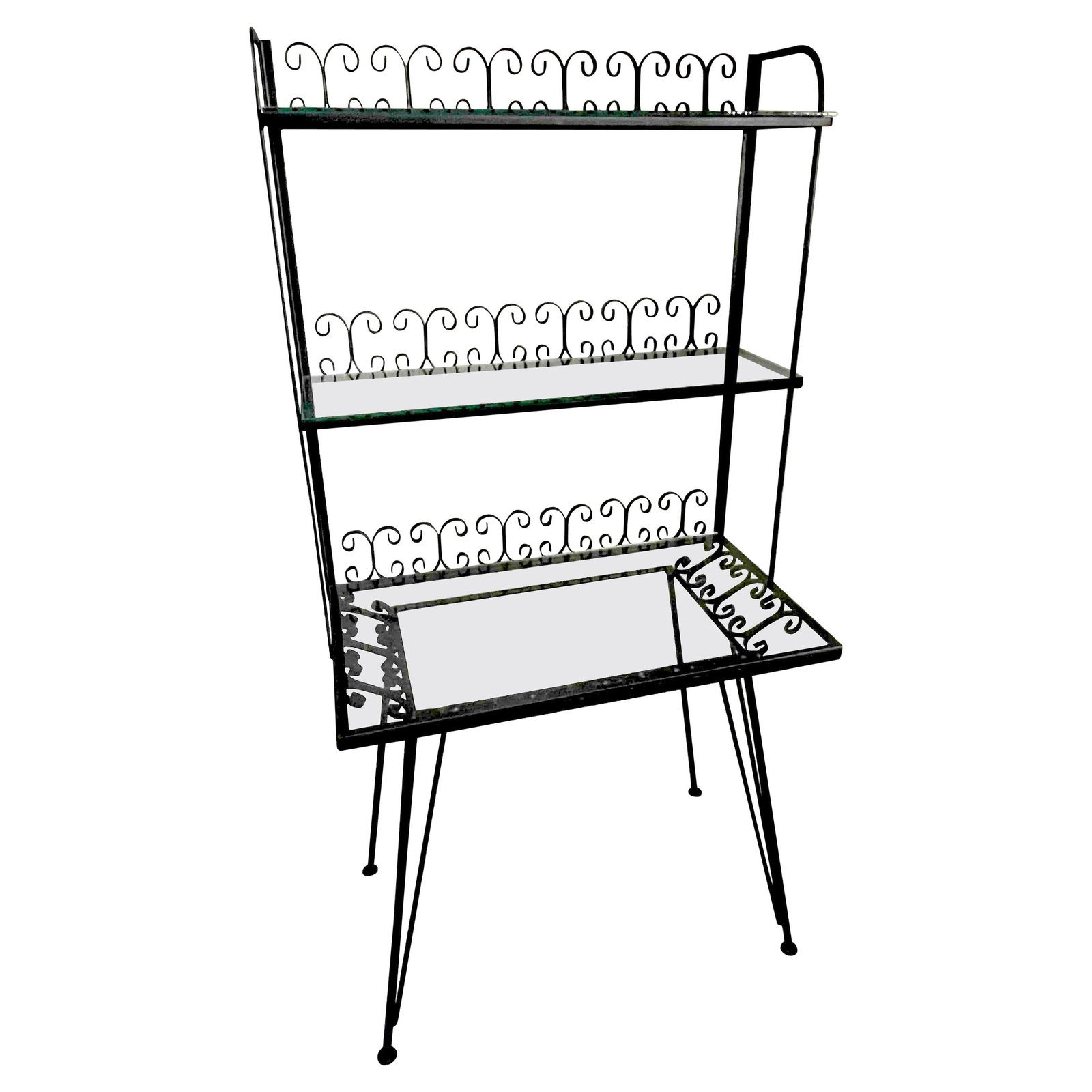 Mid-Century Ribbon Etagere Server by Maurizio Tempestini: Mid-Century Ribbon Etagere Server by Maurizio Tempestini This exquisite Ribbon Etagere/Server, designed by Maurizio Tempestini for Salterini, showcases a stunning blend of modern style and classic des