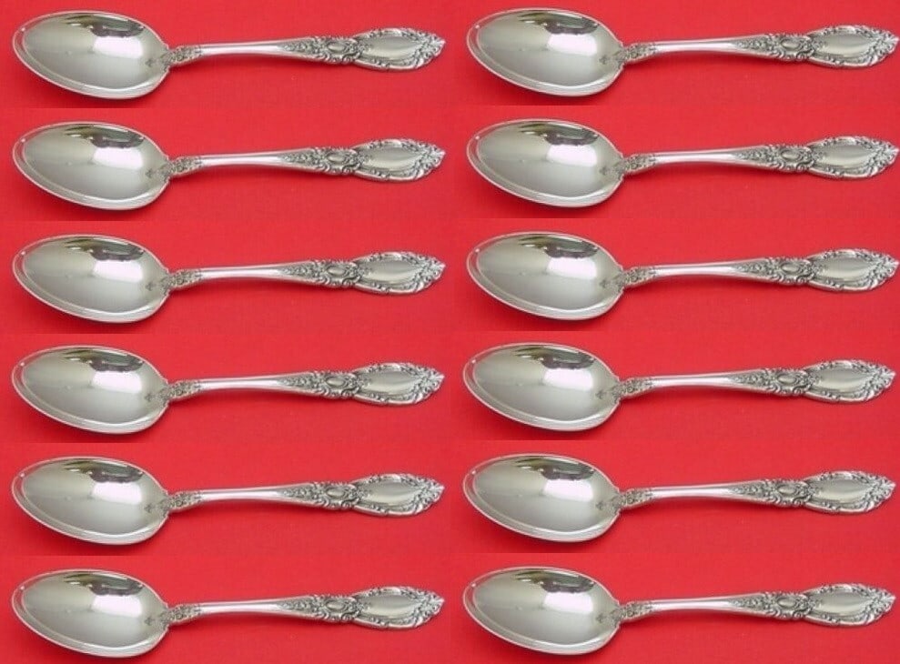 Towle King Richard Sterling Silver Soup Spoons Set of 12: Towle King Richard Sterling Silver Soup Spoons Set of 12 Enhance your dining experience with this exquisite set of 12 place soup spoons in the classic King Richard pattern by Towle. Crafted from high-
