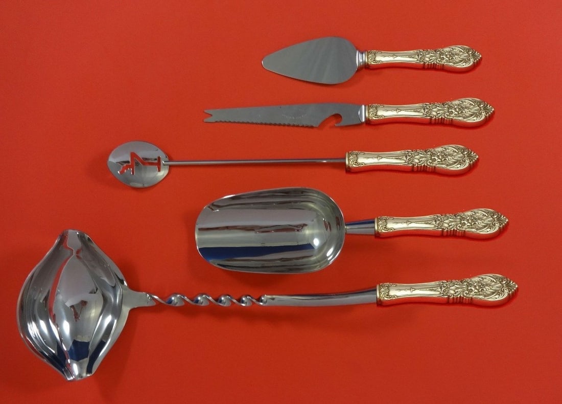 Richelieu International Sterling Silver 5pc Cocktail Party Set: Richelieu International Sterling Silver 5pc Cocktail Party Set Elevate your cocktail parties with the Richelieu by International Sterling Silver Cocktail Party Bar Set. This exquisite 5-piece hostess 