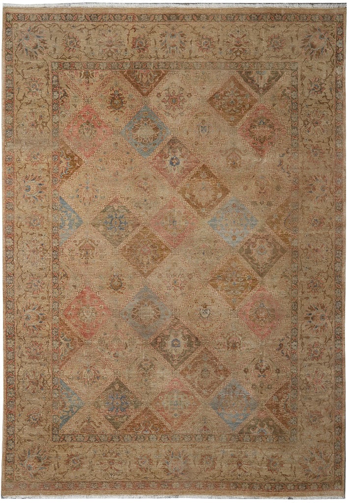 Handmade Wool Area Rug 108 x 142 Inch Autumn Colors Patchwork Garden Design: Handmade Wool Area Rug 108 x 142 Inch Autumn Colors Patchwork Garden Design Free continental US Shipping This handmade area rug features a harmonious blend of neutral warm colors, including soft beige