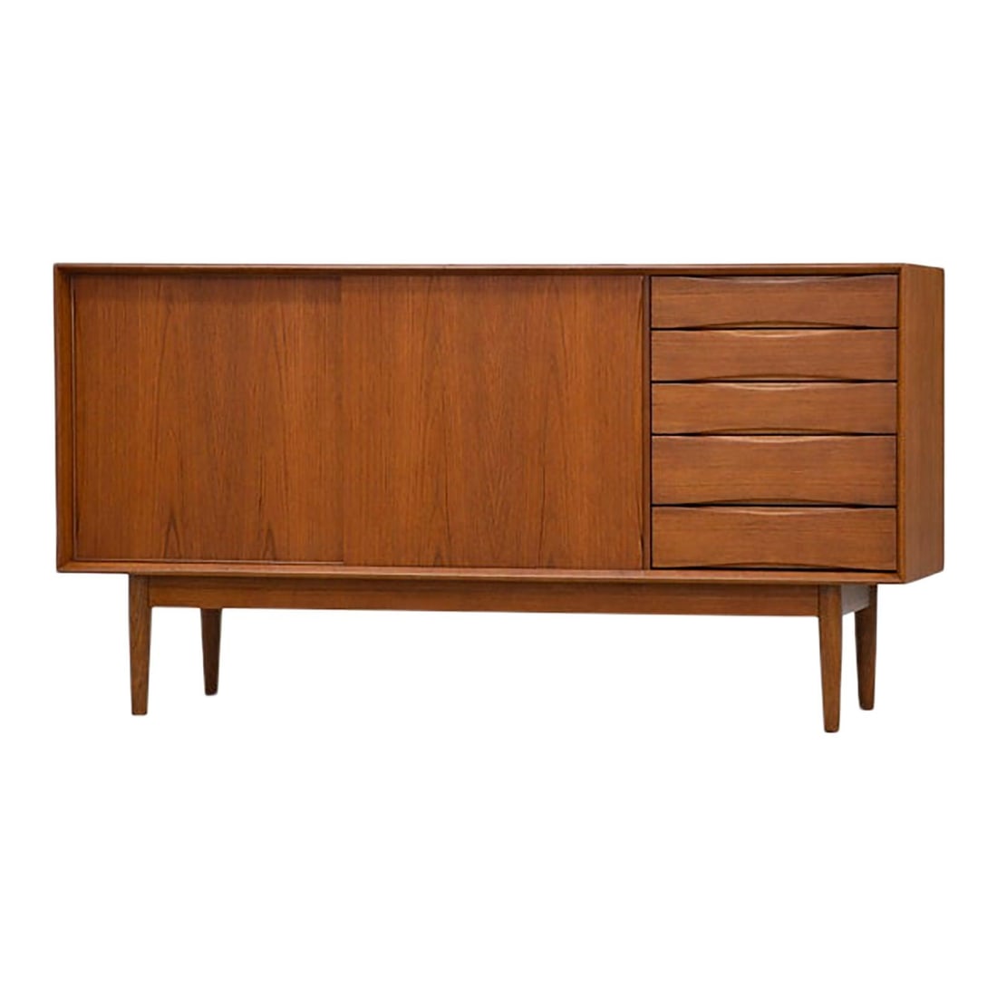 Mid Century Swedish Teak Credenza With Sliding Doors and Drawers 57 Inch (1 of 9)