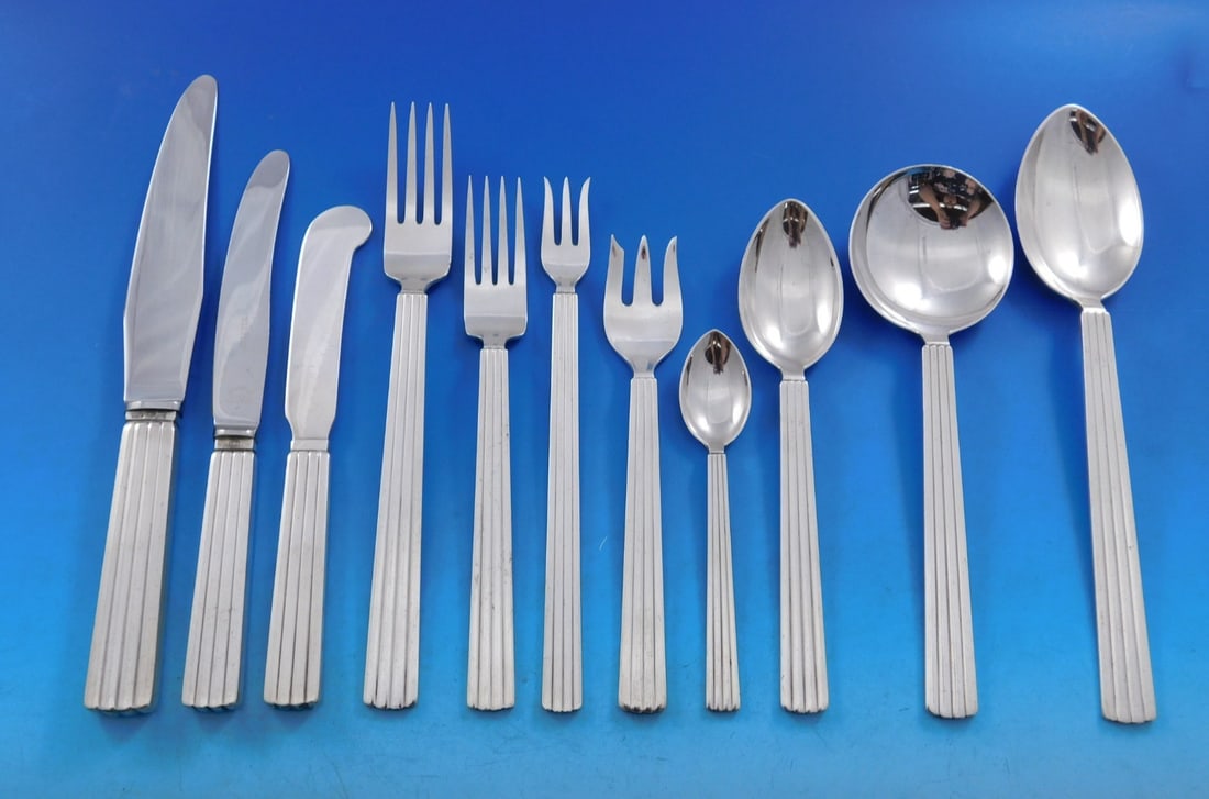 145 Piece Bernadotte Georg Jensen Sterling Silver Luncheon Flatware Service (1 of 12)