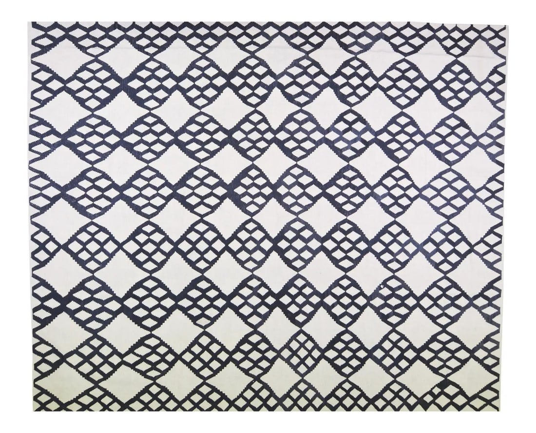 Turkish Anatolian Kilim Rug Organic Wool Geometric Pattern Natural Colors 10'5"x12'6": Turkish Anatolian Kilim Rug Organic Wool Geometric Pattern Natural Colors 10'5"x12'6" This vintage Turkish Anatolian kilim is hand woven from organic wool and features natural colors with a geometric 