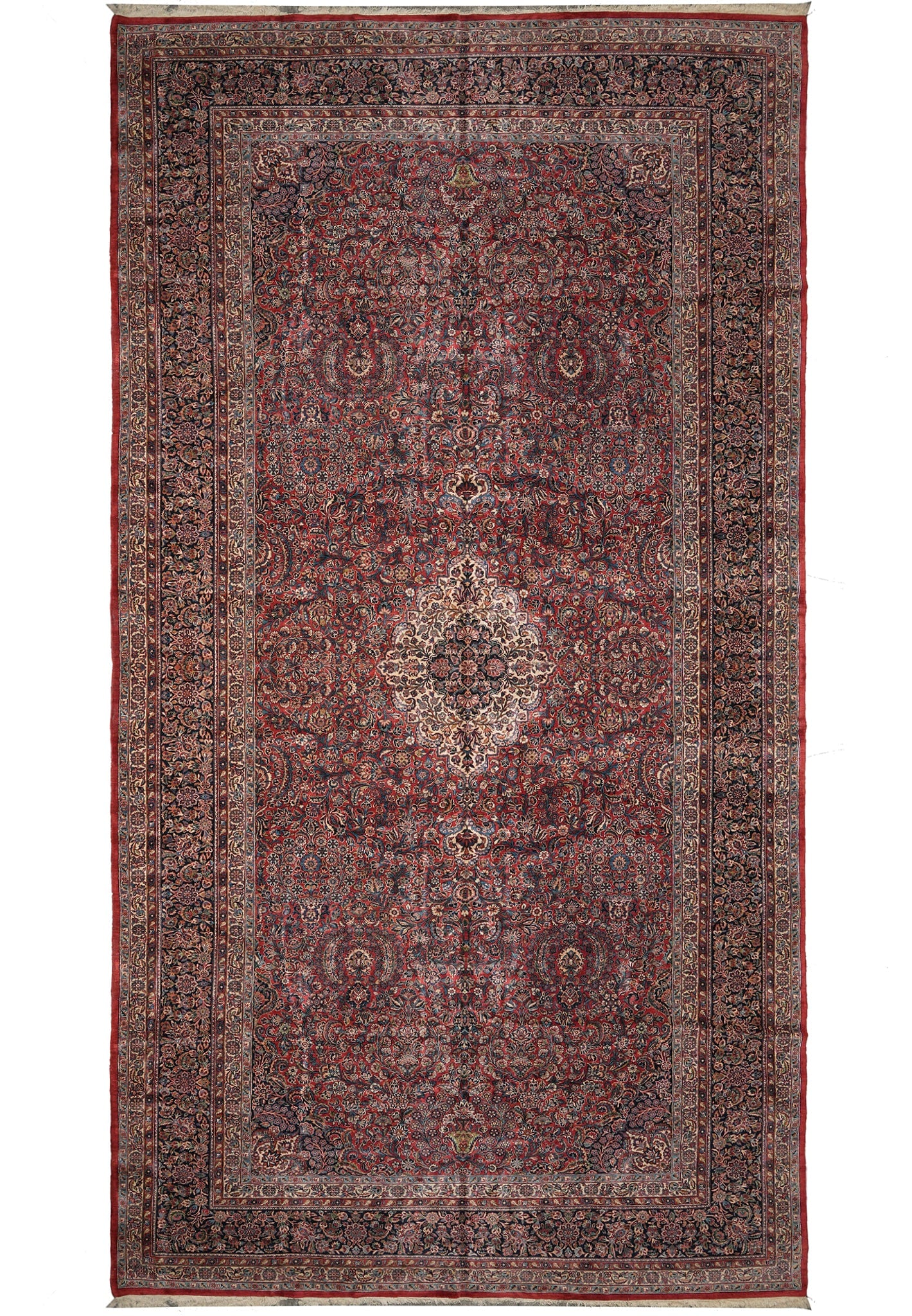 11 x 22 Feet Antique Persian Kazvin Sarouk Hand-Knotted Wool Rug (1 of 12)