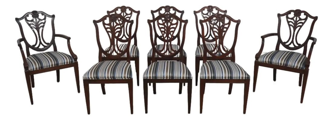 Henredon Mahogany Shield Back Dining Chairs Set of 8 (1 of 10)