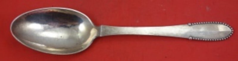 Georg Jensen Beaded Sterling Silver Dinner Spoon 8 Inch (1 of 2)