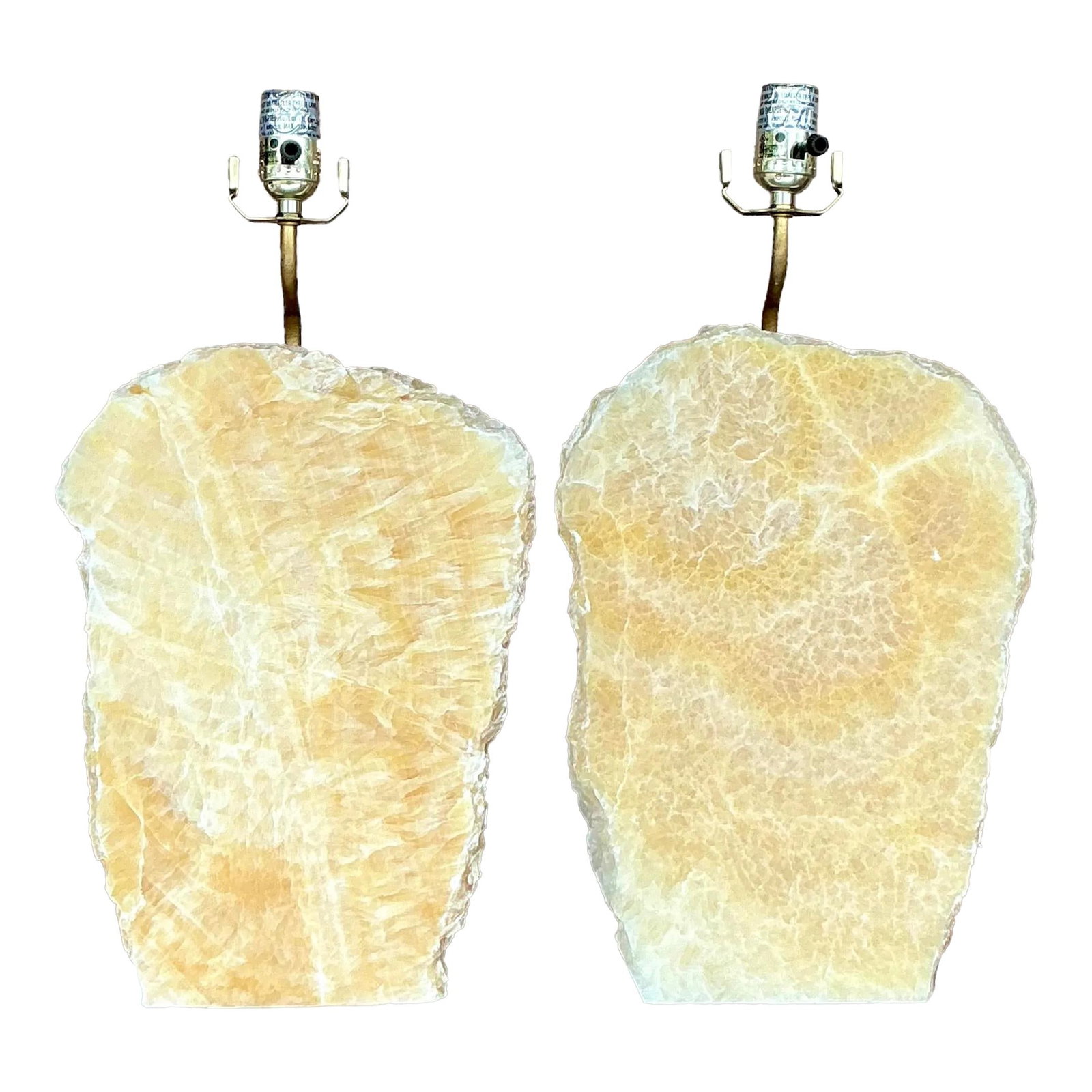 Vintage Boho Pair of Stone Slab and Lucite Lamps (1 of 6)