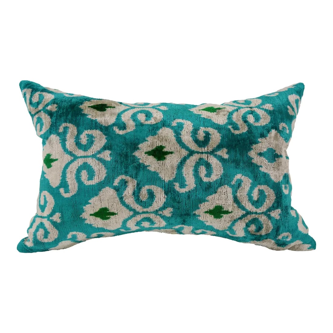 Handcrafted Uzbek Ikat Velvet Silk Pillow With Linen Backing 24 x 16 (1 of 3)
