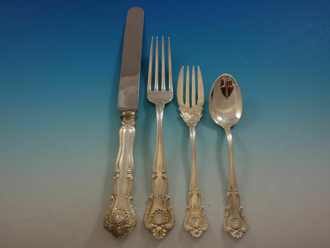 4pc Durgin New Queens Sterling Silver Dinner Place Setting (1 of 4)