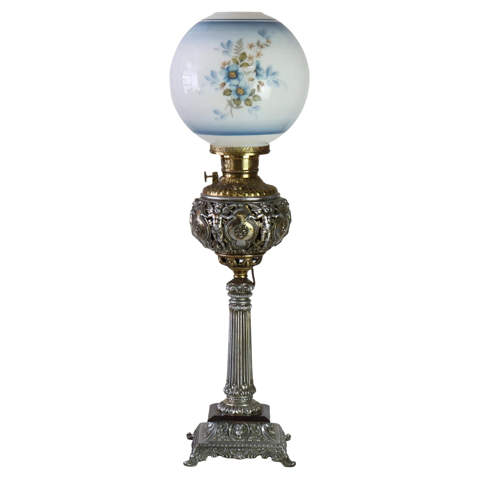 Victorian Figural Table Lamp Brass and Silver Gilt Bronze Converted Circa 1900 (1 of 13)
