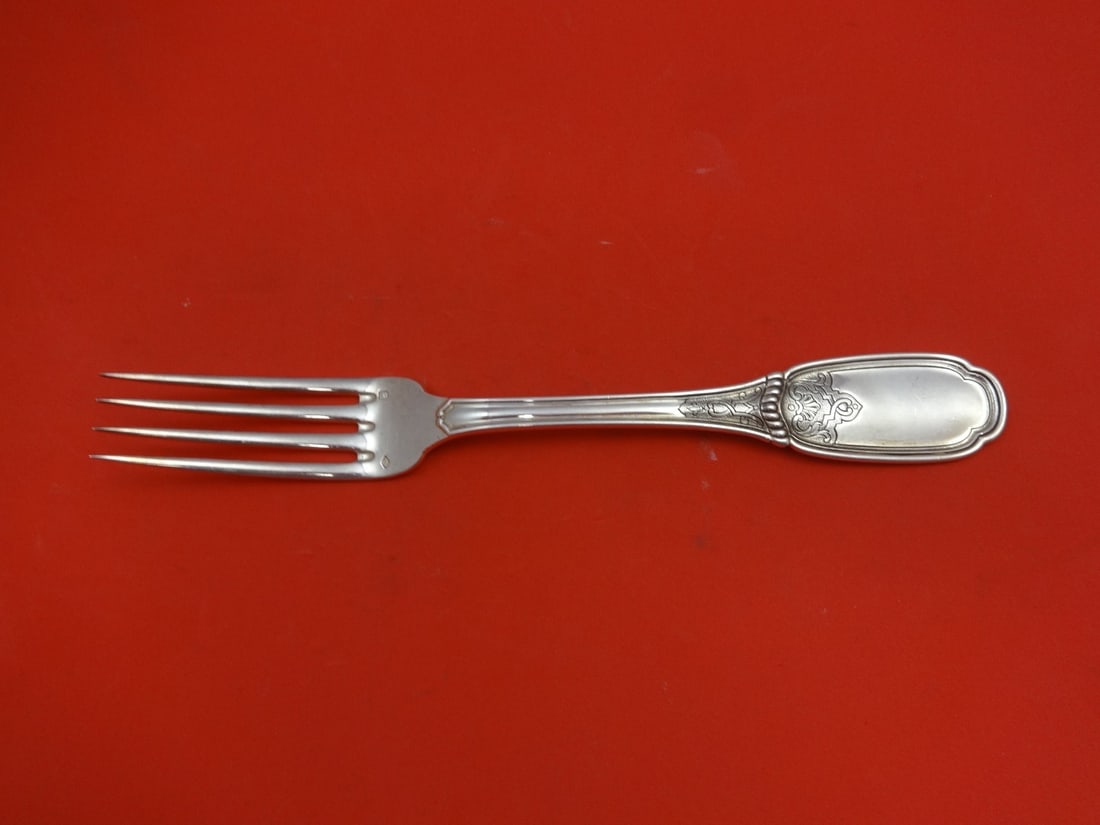 Souche-Lapparra Blois Sterling Silver Dinner Fork 8.5 in: Souche-Lapparra Blois Sterling Silver Dinner Fork 8.5 in This exquisite dinner fork from Souche-Lapparra is crafted from high-quality sterling silver, showcasing the elegant Blois pattern. Measuring 8