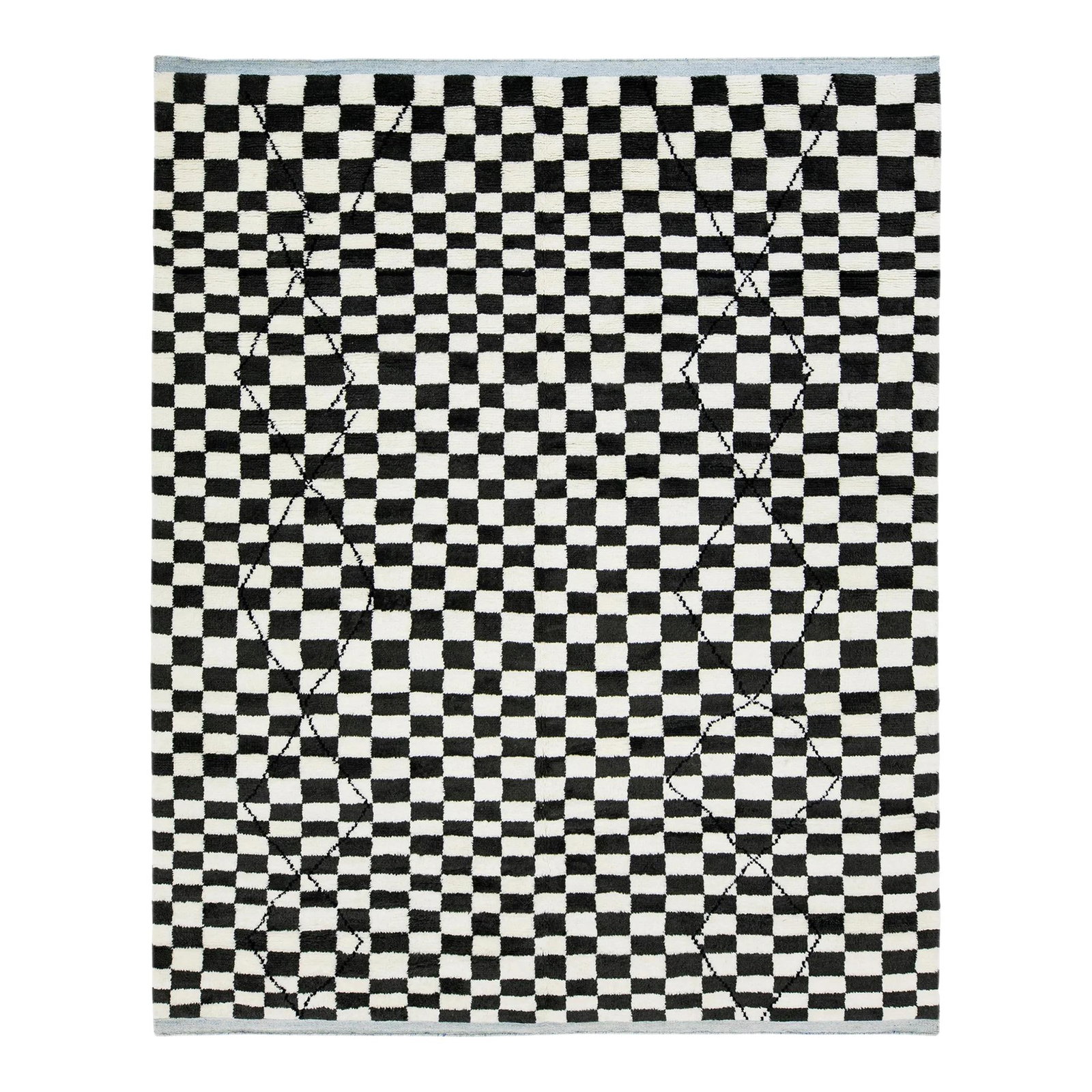Safi Collection Modern Black White Checker Wool Rug 8' x 10': Safi Collection Modern Black White Checker Wool Rug 8' x 10' Add a touch of contemporary elegance to your space with this Moroccan-style hand-knotted wool rug from the Safi Collection. Featuring a str