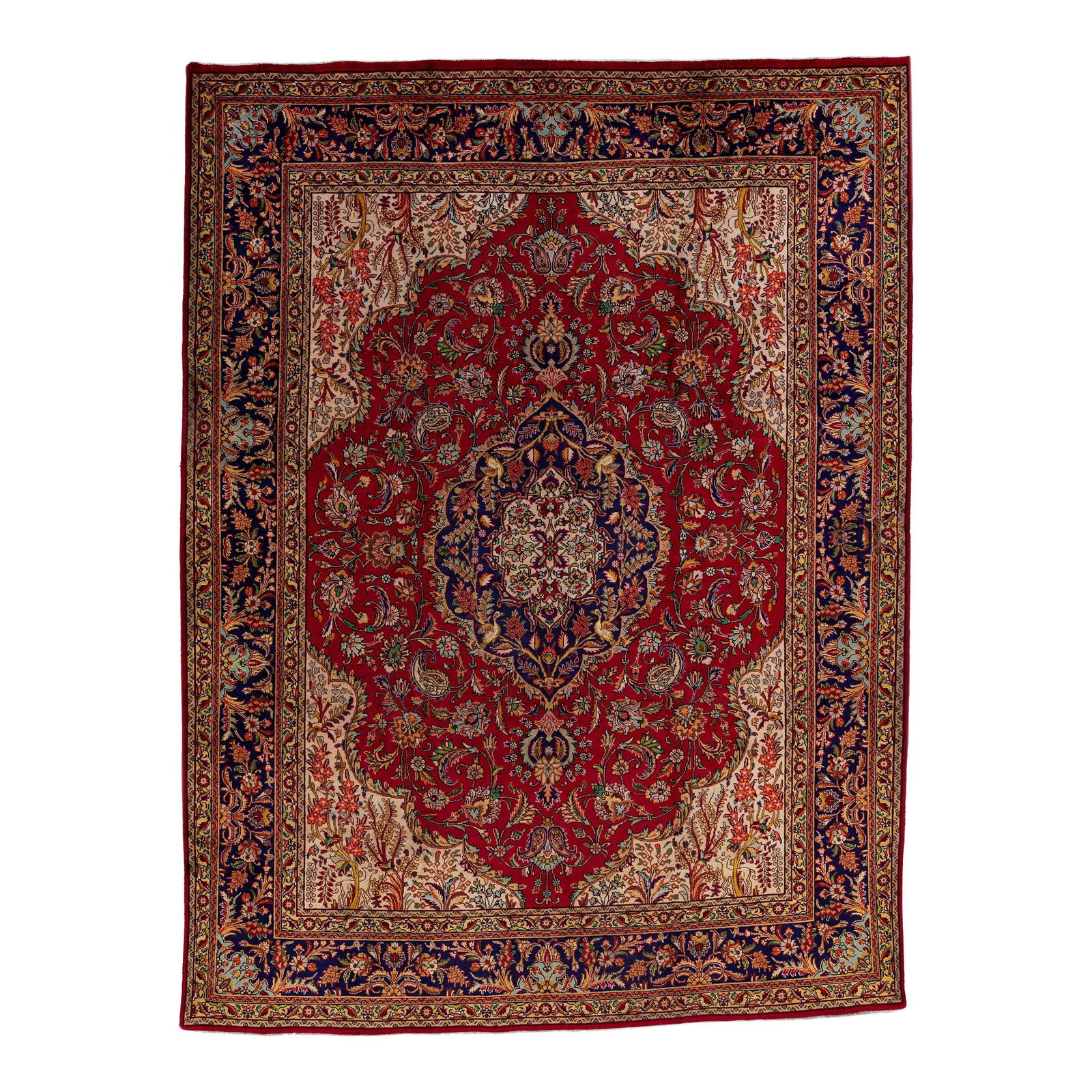Vintage Persian Tabriz 1960s Red Wool Medallion Rug 9'6 x 12'8: Vintage Persian Tabriz 1960s Red Wool Medallion Rug 9'6 x 12'8 This exquisite vintage Persian Tabriz rug features a stunning hand-knotted wool construction with a vibrant red field. It is adorned with