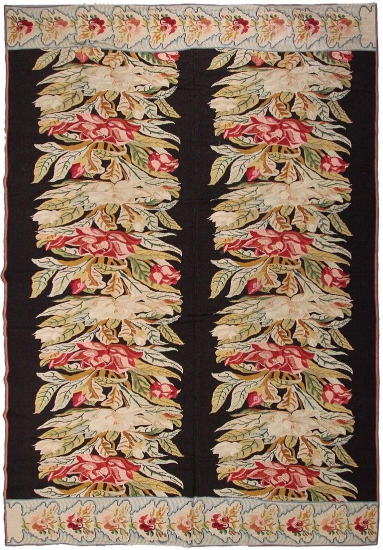 Antique Ukrainian Wool Needlepoint Tapestry Rug 10x13 298cm x 392cm: Antique Ukrainian Wool Needlepoint Tapestry Rug 10x13 298cm x 392cm This rare antique Ukrainian needlepoint tapestry rug features a bold floral and geometric Art Nouveau design, handwoven from 100% wo