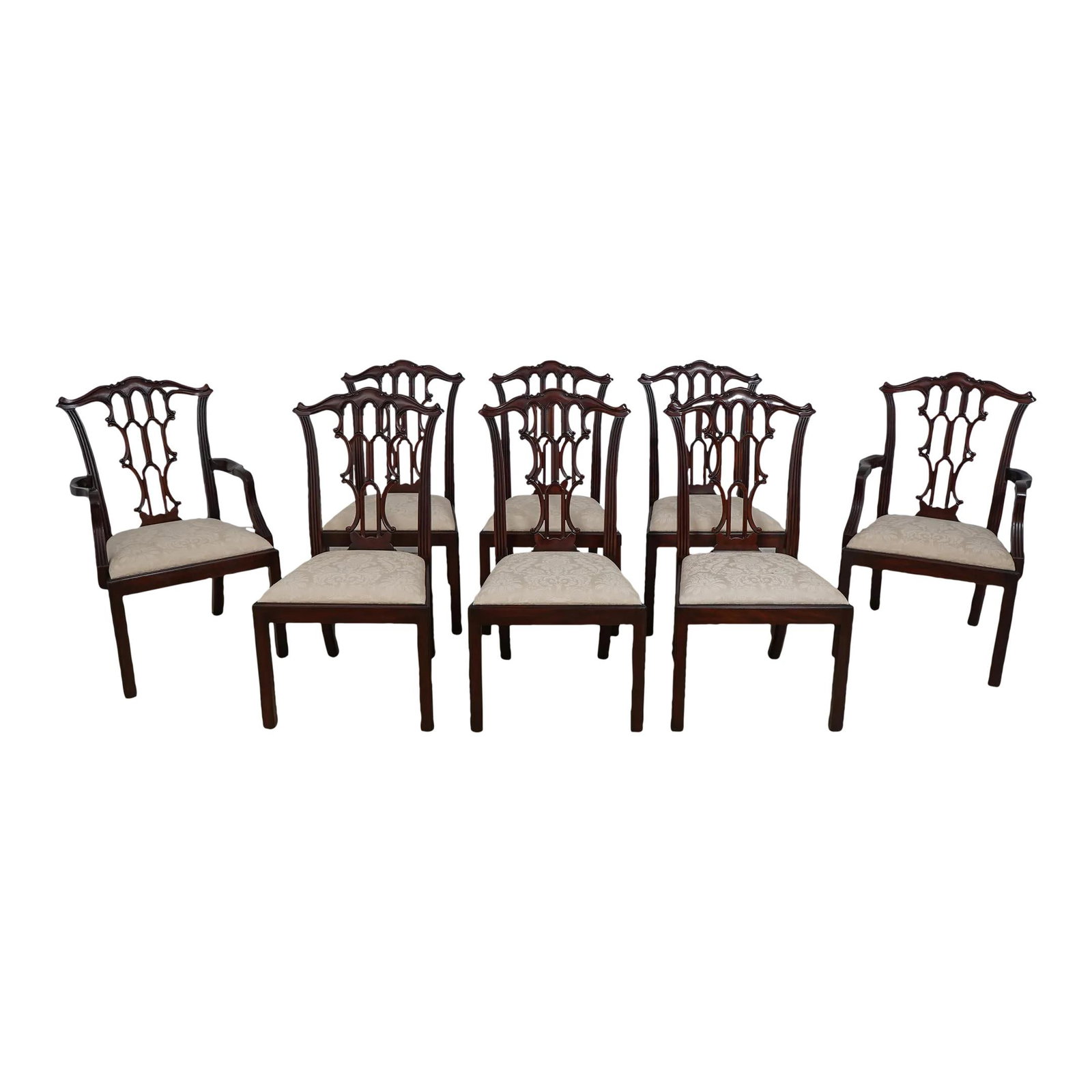 Set of 8 Henkel Harris Model 122 Mahogany Dining Chairs with Fine Carved Details: Set of 8 Henkel Harris Model 122 Mahogany Dining Chairs with Fine Carved Details This exquisite set of 8 Henkel Harris Model 122 dining room chairs features a traditional design with fine carved detai
