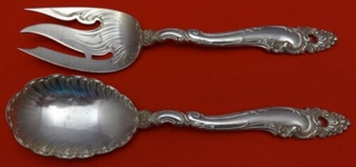 Gorham Decor Sterling Silver Salad Serving Set 8 3/4 Inches: Gorham Decor Sterling Silver Salad Serving Set 8 3/4 Inches This vintage salad serving set from Gorham, crafted in solid sterling silver, features the elegant Decor pattern. Measuring 8 3/4 inches, th