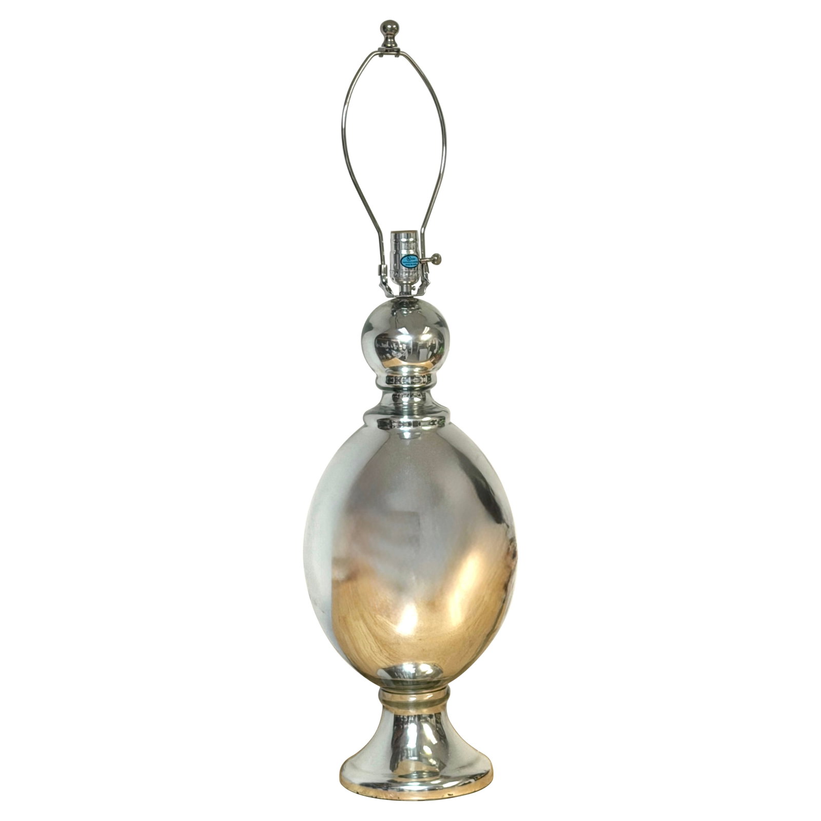 French 1970s mercury glass table lamp with harp and finial (1 of 12)