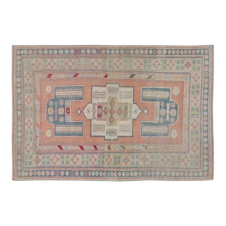 4'7" x 6'9" Anatolian Wool Area Rug Hand Knotted Vintage: 4'7" x 6'9" Anatolian Wool Area Rug Hand Knotted Vintage This vintage Turkish Anatolian rug features a hand-knotted wool construction and showcases natural colors with a prominent apricot hue. The rug