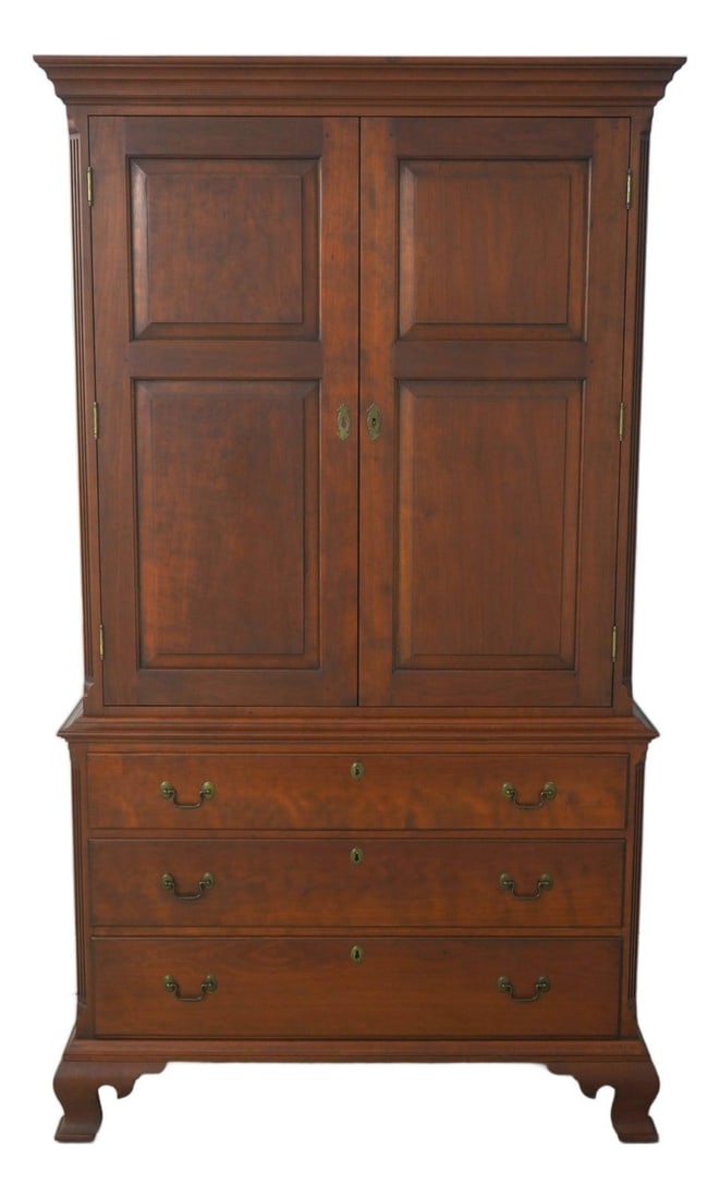 Cherry Eldred Wheeler Linen Press Armoire 2 Piece (1 of 10)