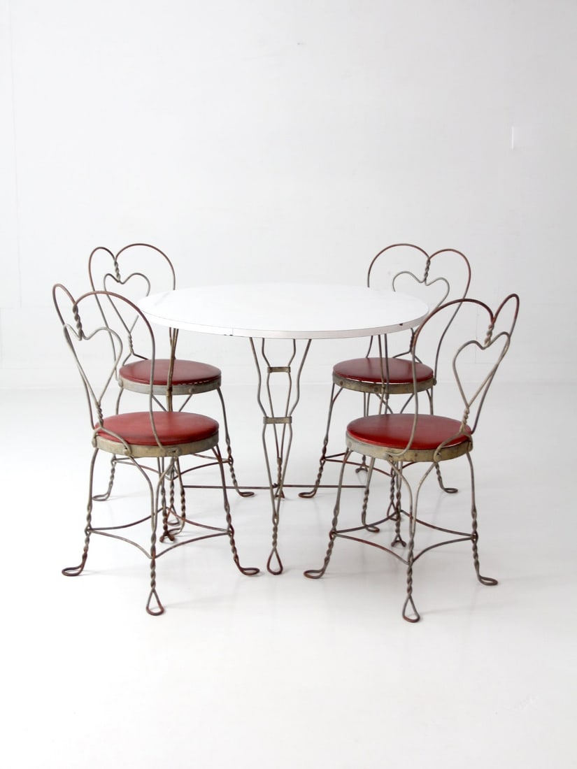 5 Piece Simpson Bosworth Wrought Iron Dinette with Heart Back Chairs (1 of 18)