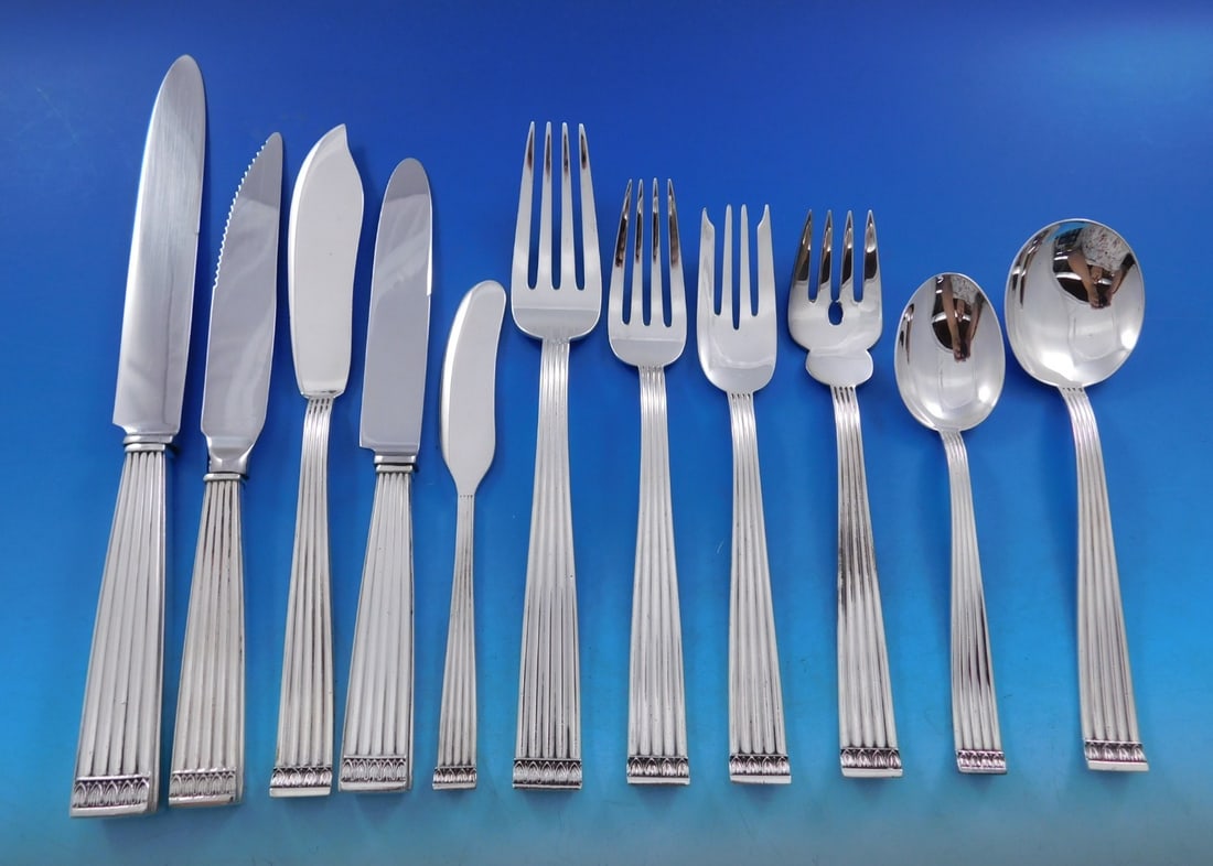 272 Piece Buccellati Rigato Sterling Silver Flatware Service for 24 (1 of 13)