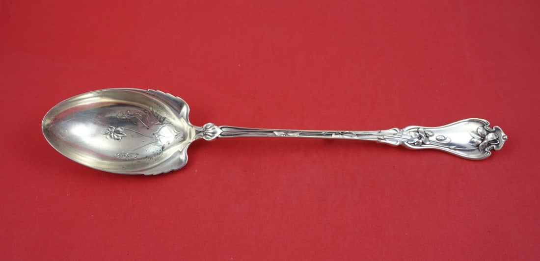Sterling Silver Stuffing Spoon Violet Pattern by Whiting 11 3/8 Inch (1 of 2)