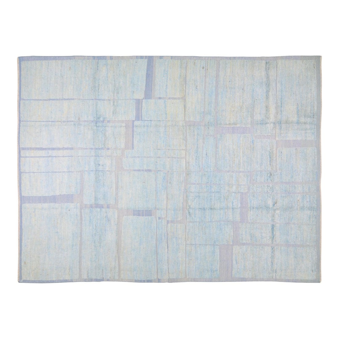 Blue Moroccan Hand Knotted Wool Area Rug 10 x 13'6: Blue Moroccan Hand Knotted Wool Area Rug 10 x 13'6 This Moroccan hand-knotted wool rug is crafted using traditional techniques, offering a blend of timeless artistry and modern design. Its durable and