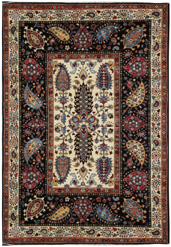Ivory Super Kazak Hand-Knotted Wool Rug 71 x 106 Inch Area Pakistan: Ivory Super Kazak Hand-Knotted Wool Rug 71 x 106 Inch Area Pakistan Free continental US Shipping Enhance your living space with the luxurious 5.11 x 8.10 Ivory Super Kazak Rug. This exquisite area rug