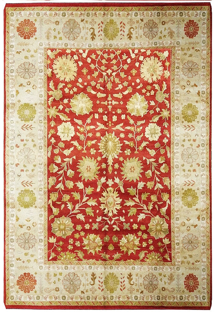 Handmade 9 x 12 Zigker Rug Coral Red with Gold Accents: Handmade 9 x 12 Zigker Rug Coral Red with Gold Accents Free continental US Shipping Enhance your living space with this exquisite 9 x 12 Zigker Rug in Coral Red with Gold accents. Handwoven by skilled