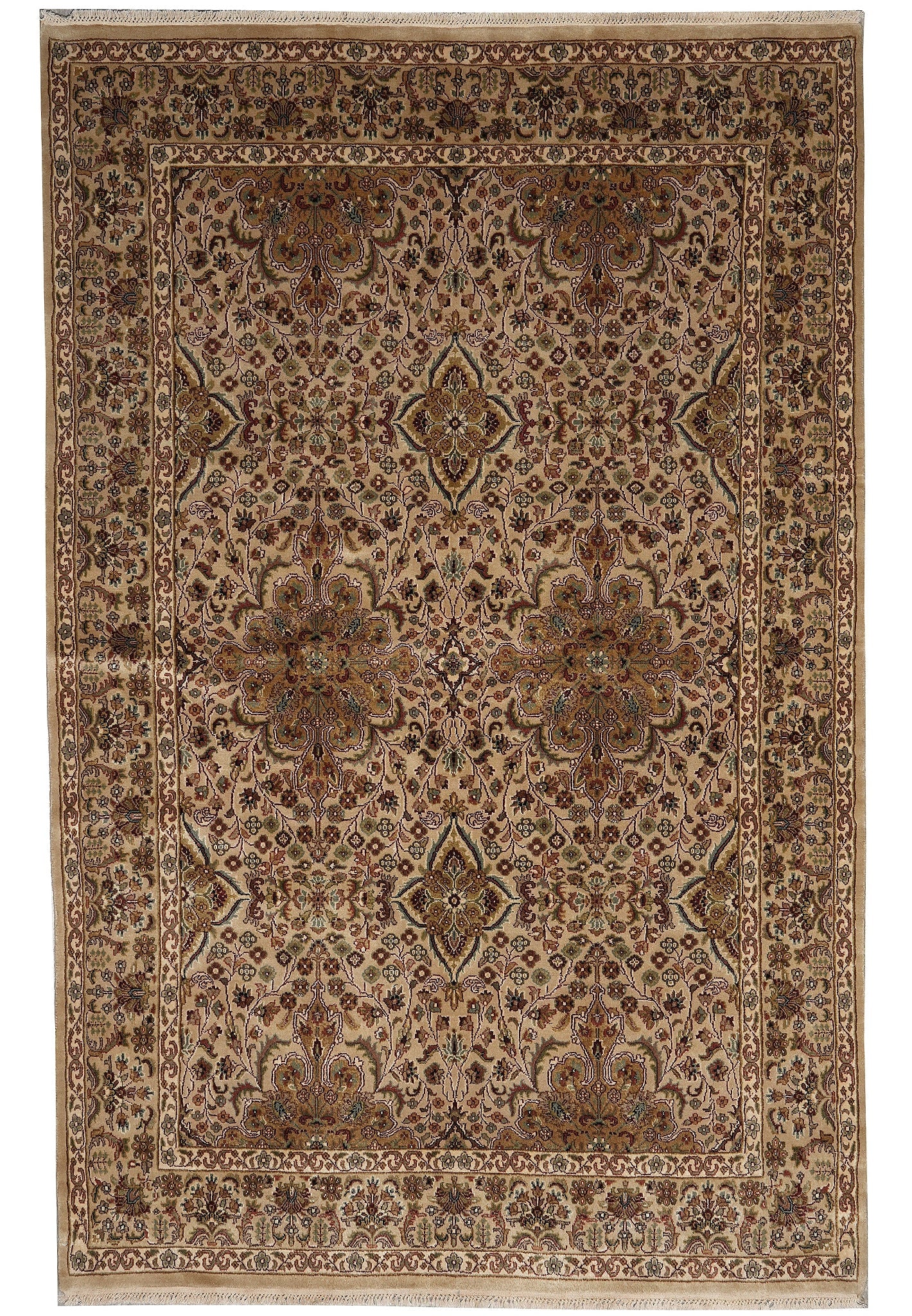 5' 10" x 8' 7" Handmade Jaipur Rug Neutral Wool Pile Dense Weave: 5' 10" x 8' 7" Handmade Jaipur Rug Neutral Wool Pile Dense Weave Free continental US Shipping Handmade Jaipur rug in a neutral palette with a dense weave wool pile. It is hand-knotted using traditiona