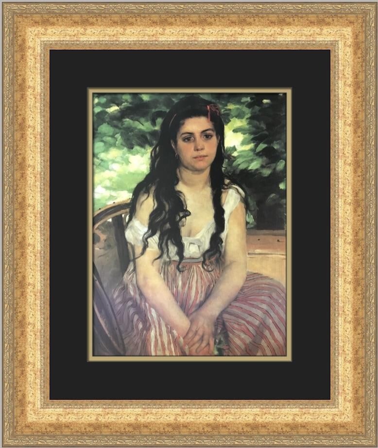 Pierre-Auguste Renoir Gypsy Girl Custom Framed Art Print 1984: Pierre-Auguste Renoir Gypsy Girl Custom Framed Art Print 1984 This exquisite custom framed print titled "Gypsy Girl" is a stunning representation of the artistry of Pierre-Auguste Renoir. Created in 1