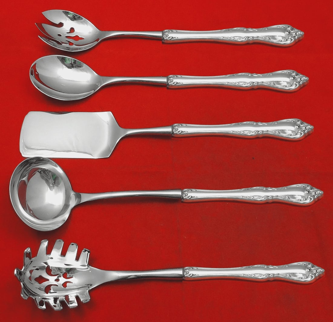 Towle Debussy Sterling Silver 5pc Hostess Serving Set Custom Made: Towle Debussy Sterling Silver 5pc Hostess Serving Set Custom Made Enhance your dining experience with this exquisite 5-piece Hostess Serving Set in the elegant Debussy pattern by Towle. Crafted from h