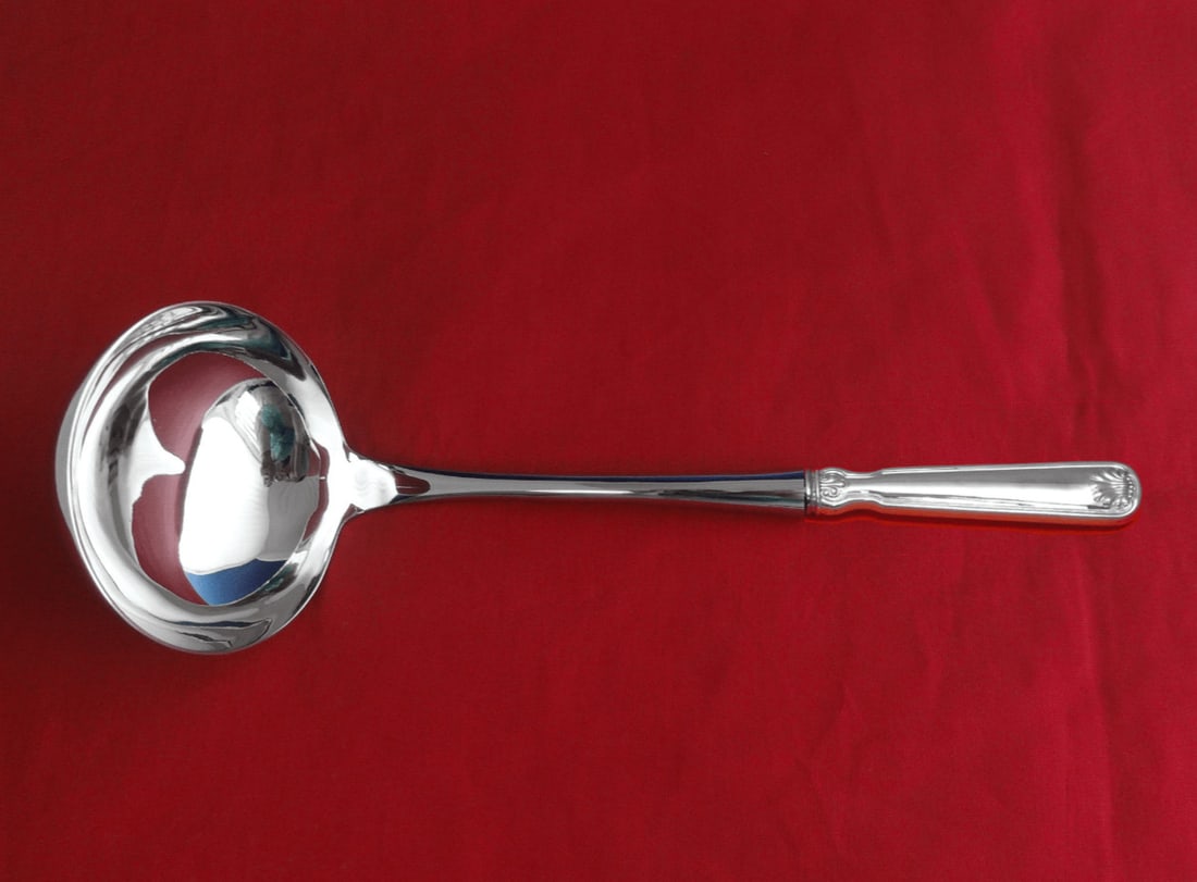 Tiffany Co Shell and Thread Sterling Silver Ladle Custom Hollow Handle: Tiffany Co Shell and Thread Sterling Silver Ladle Custom Hollow Handle A Tiffany & Co. Shell and Thread soup ladle in sterling silver, custom made with a hollow handle and stainless implement. It is n