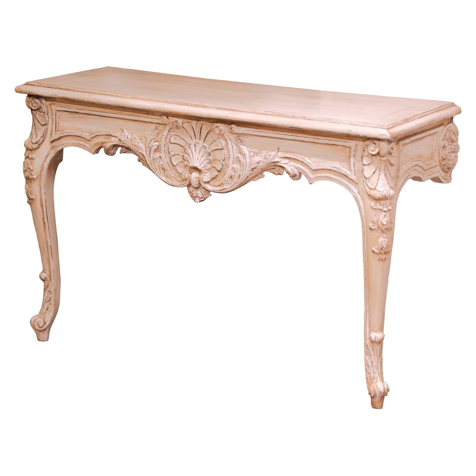 French Louis XV Painted Oak Wall Console Table Early 20th Century (1 of 9)