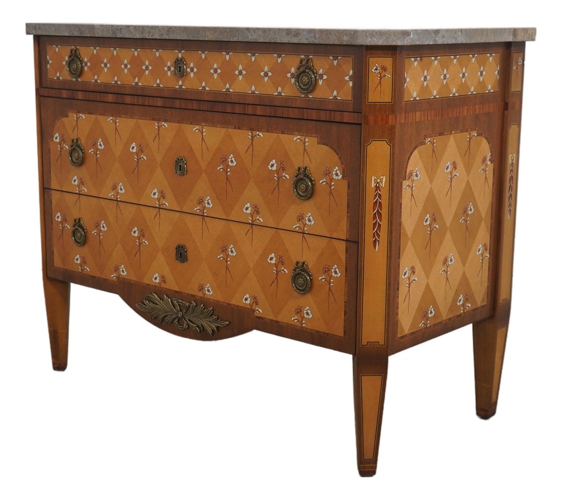 EJ Victor Satinwood Neoclassical Chest Marble Top Ormolu Mounts (1 of 10)