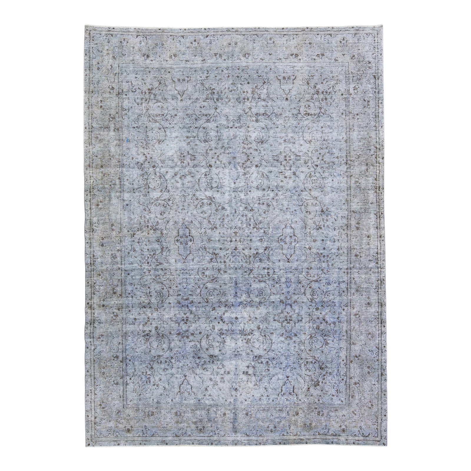 Vintage Persian Floral Overdyed Wool Rug 6'8 x 9'4: Vintage Persian Floral Overdyed Wool Rug 6'8 x 9'4 Enhance your space with this exquisite Vintage Persian Overdyed Handmade Floral Blue Wool Rug. Featuring a stunning blue field adorned with an intric