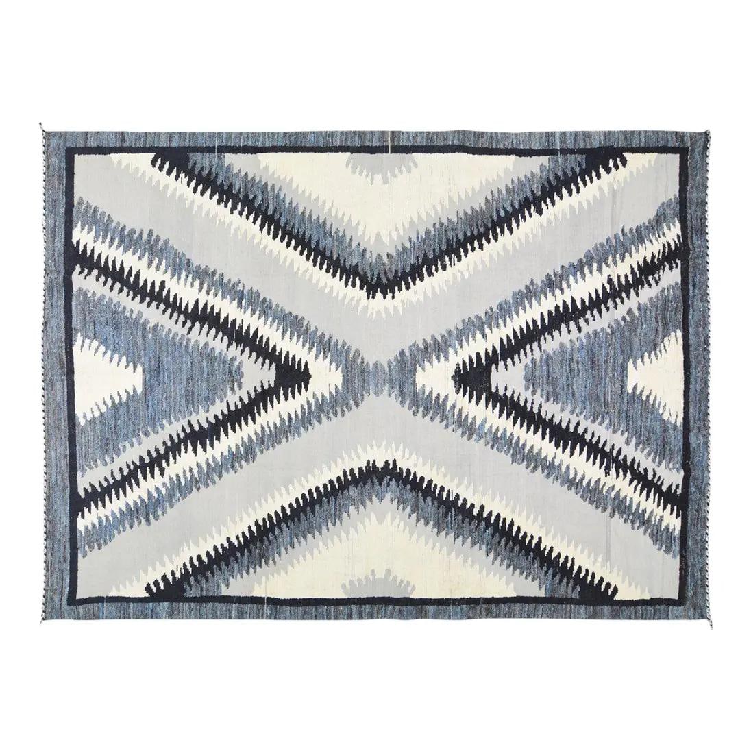 9'2 x 12'7 Moroccan Beni Ourain Wool Rug in Blue Contemporary Design (1 of 4)