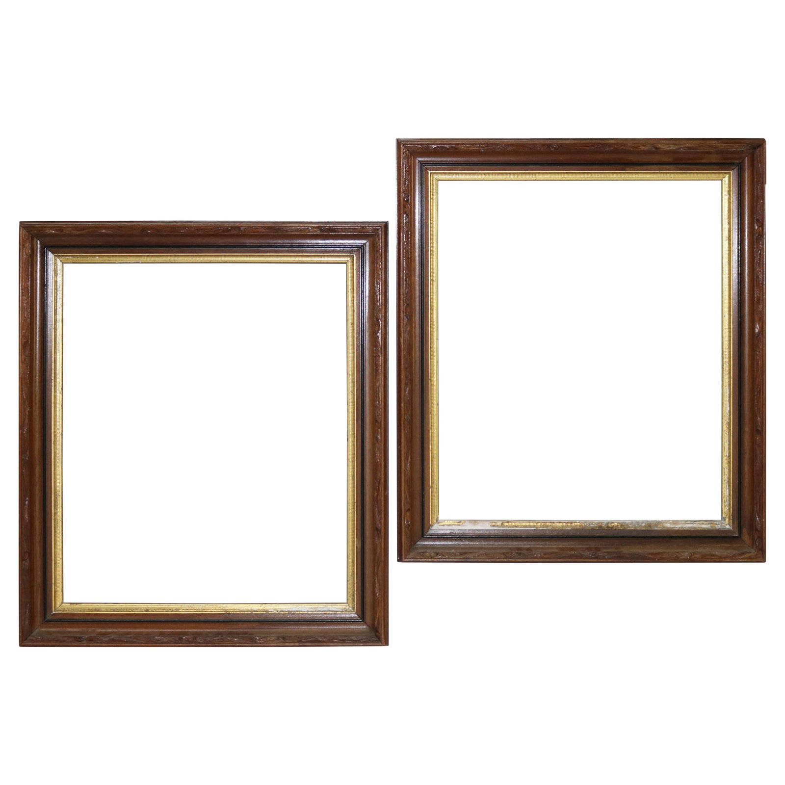 Oversized Antique Victorian Ebonized Walnut Frames Set of 2 C1900: Oversized Antique Victorian Ebonized Walnut Frames Set of 2 C1900 Enhance your decor with this exquisite oversized pair of antique Victorian frames, crafted around 1900. Made from ebonized and parcel 