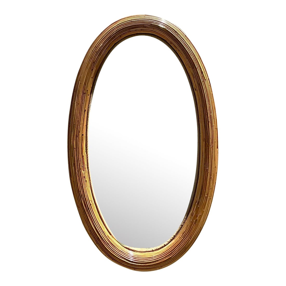 Vintage Pencil Reed Oval Mirror 28.75x48.5 Coastal Boho Decor (1 of 6)