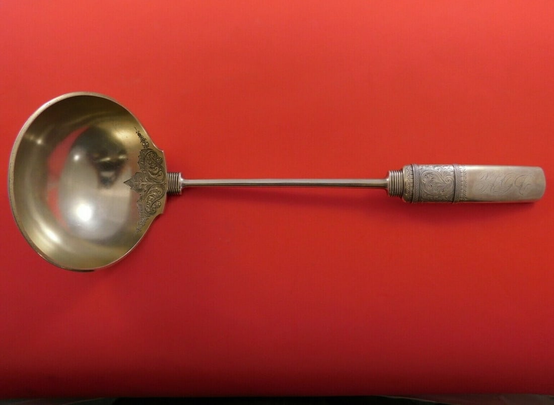 Gorham Art Silver 1860-1883 Sterling Silver Soup Ladle 13 3/4" Monogrammed (1 of 3)