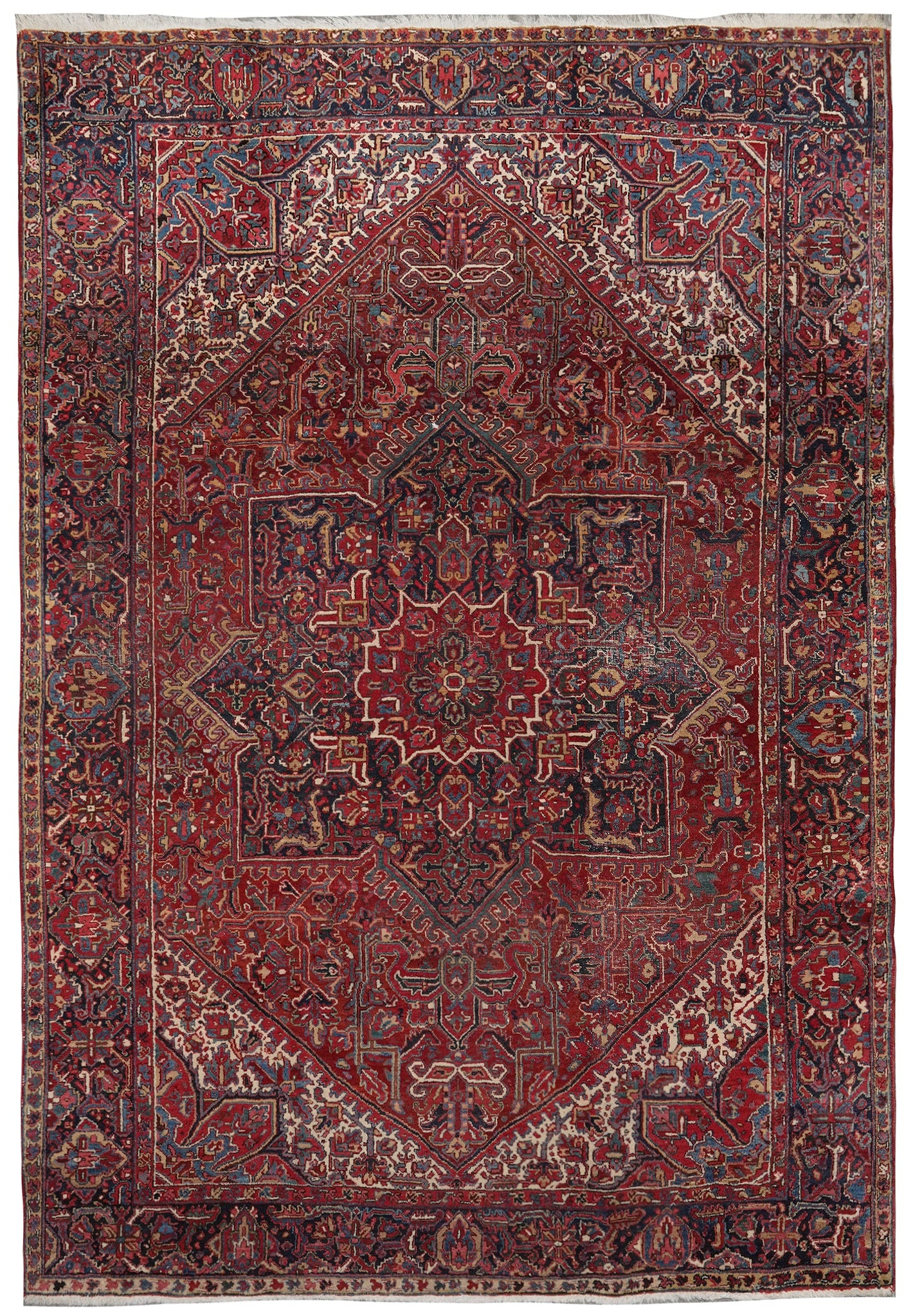 8 x 11.6 ft Persian Heriz Rug Hand Knotted Wool Tribal Geometric Iran: 8 x 11.6 ft Persian Heriz Rug Hand Knotted Wool Tribal Geometric Iran Free continental US Shipping This hand-knotted Persian Heriz rug from northwest Iran showcases traditional village weaving and is 