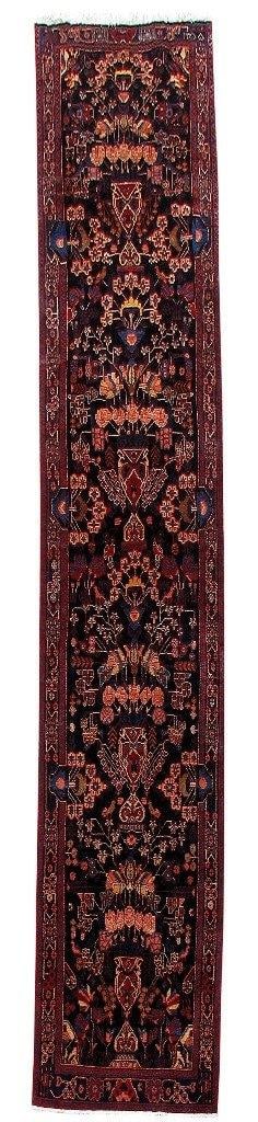 Handcrafted Black Persian Hamadan Rug 3'7 x 16'5 Artisan Design: Handcrafted Black Persian Hamadan Rug 3'7 x 16'5 Artisan Design Free continental US Shipping Transform your space with this exquisite 3' 7" x 16' 5" Black Traditional Persian Hamadan Rug, handcrafted 