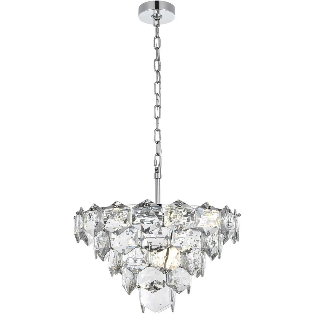Adaline 8 Light Chrome Crystal Foyer Chandelier 20 Inch: Adaline 8 Light Chrome Crystal Foyer Chandelier 20 Inch This modern chandelier features a high-quality chrome finish with royal cut clear crystals, providing a sophisticated lighting solution for indo