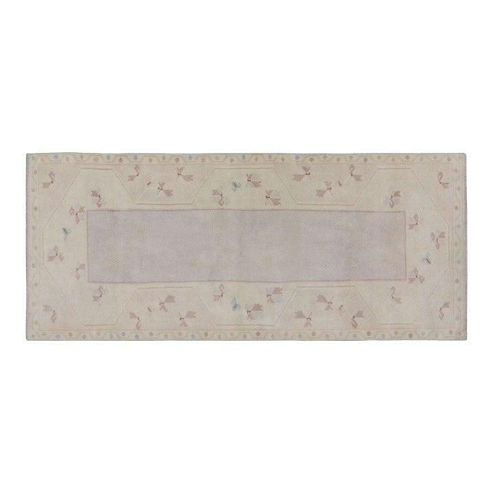 Hand-Knotted Wool Anatolian Rug in Tan 2'7'' x 6'1'': Hand-Knotted Wool Anatolian Rug in Tan 2'7'' x 6'1'' This vintage Turkish Anatolian wool rug is hand-knotted using traditional techniques, embodying both timeless craftsmanship and modern design sensi