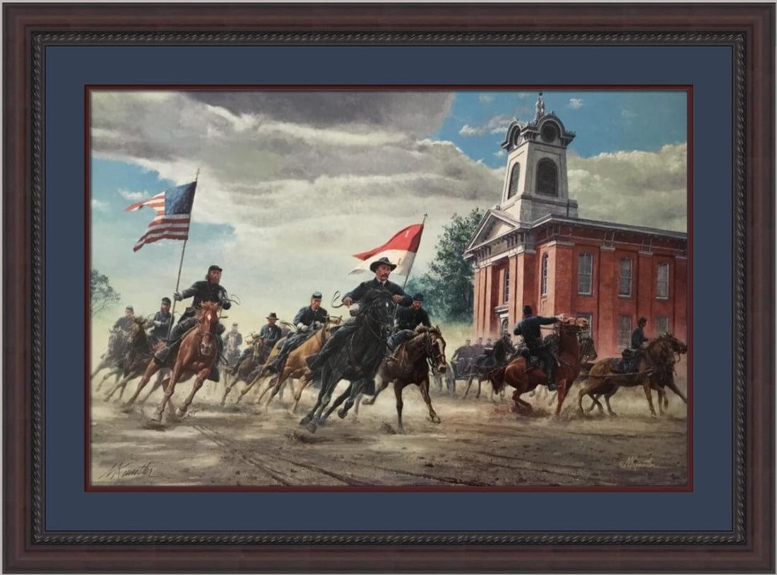 Hand Signed Mort Kunstler Framed Limited Edition Civil War Print With COA: Hand Signed Mort Kunstler Framed Limited Edition Civil War Print With COA This is a framed limited edition print titled "Rendezvous With Destiny" by Mort Kunstler. Hand signed by the artist, this offs