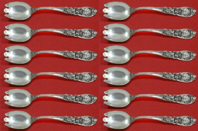 Richelieu Sterling Silver Ice Cream Forks 12-Piece Set by International: Richelieu Sterling Silver Ice Cream Forks 12-Piece Set by International Enhance your dessert experience with this exquisite 12-piece set of ice cream dessert forks, crafted in the elegant Richelieu pa