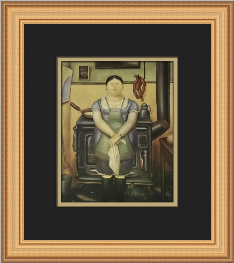 Fernando Botero The Maid Custom Framed Art Print Boterismo 14x12: Fernando Botero The Maid Custom Framed Art Print Boterismo 14x12 This stunning custom framed print titled "The Maid" by renowned artist Fernando Botero showcases his signature figurative art style, kn